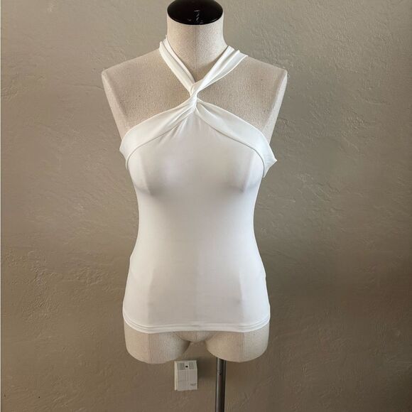 Amazon Twist Front White Halter Top sz Small - Picture 1 of 5
